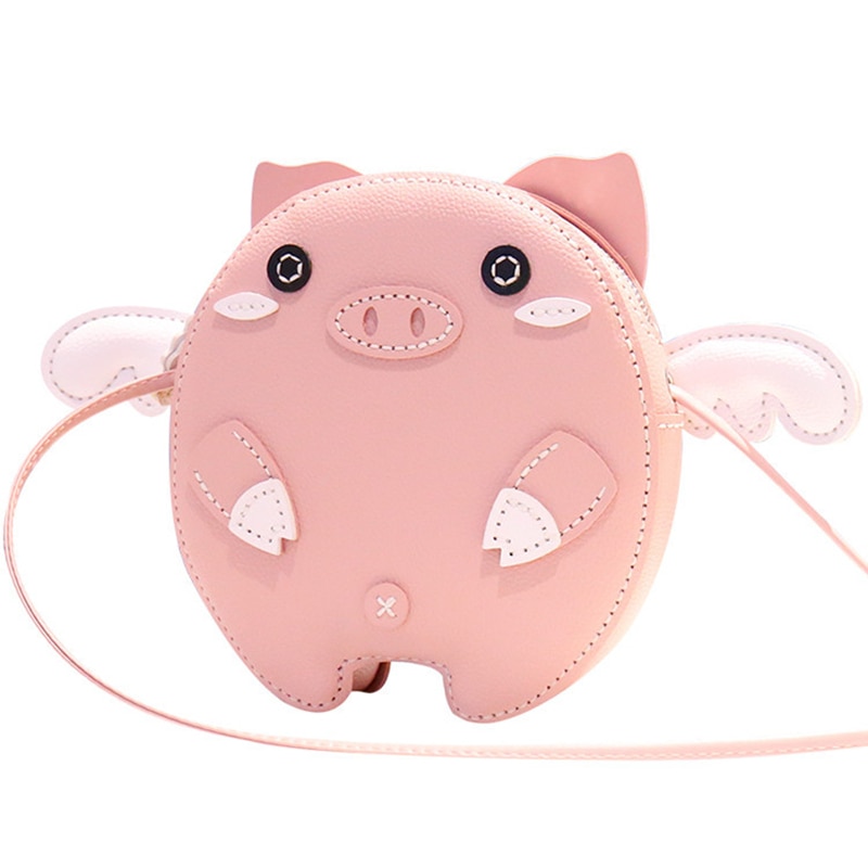 Funny Homemade Sewing DIY Women Corssbody Bags Cute Cartoon Pink Pig Women Shouder Bags Birthday for girls