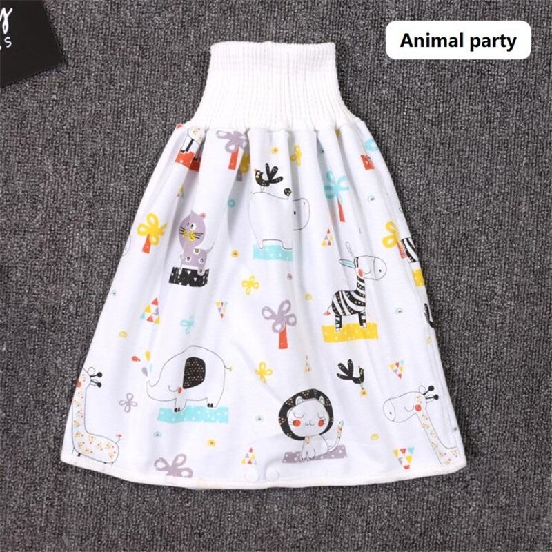 2 in 1 Comfy Children's Adult Diaper Skirt Shorts Baby Boys Girls Absorbent Shorts Loose Harem Shorts Kids Cover Underwear: Animal Party / L