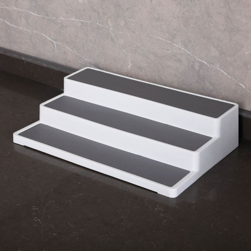 Home Organization 3 Tier Stair Step Cabinet Kitchen Spice Rack Jar Storage Organizer Shelf