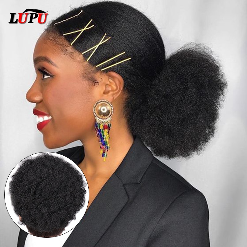LUPU wysokiej afro ptyś perwersyjne kręstożek Chignon sznurek kucyk włosy doczepiane spinacz w syntetyczne przyrząd robić koka z włosów odporne na ciepło dla kobiet