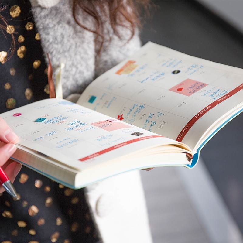 A5 5.5x8.3inch Soft Leather Agenda .1-2022.6 18 Months Planner Notebook Daily Weekly Monthly Plan Diary Journal Notebook