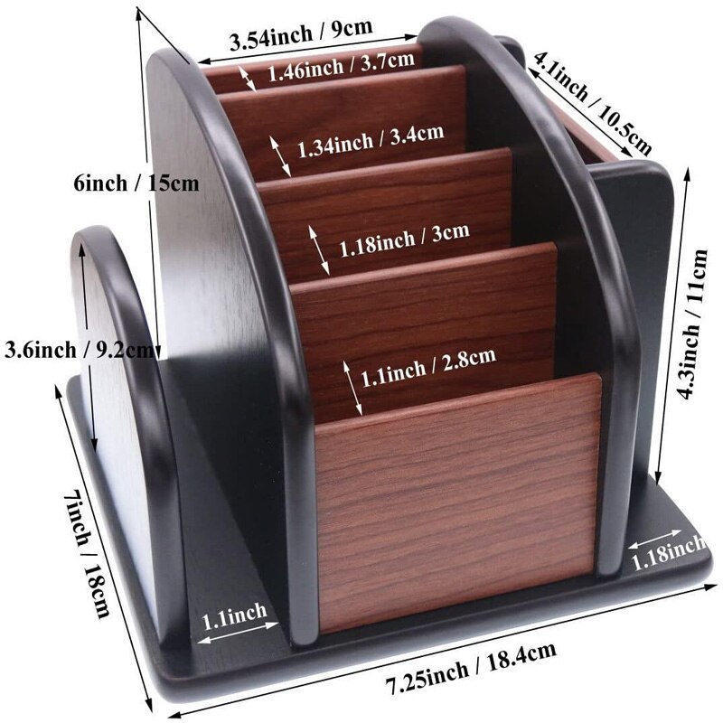 Revolving Wood Pen Pencil Holder Large Spinning Remote Controls Holder Wooden Rotating Office Supplies Desk Storage Organizer
