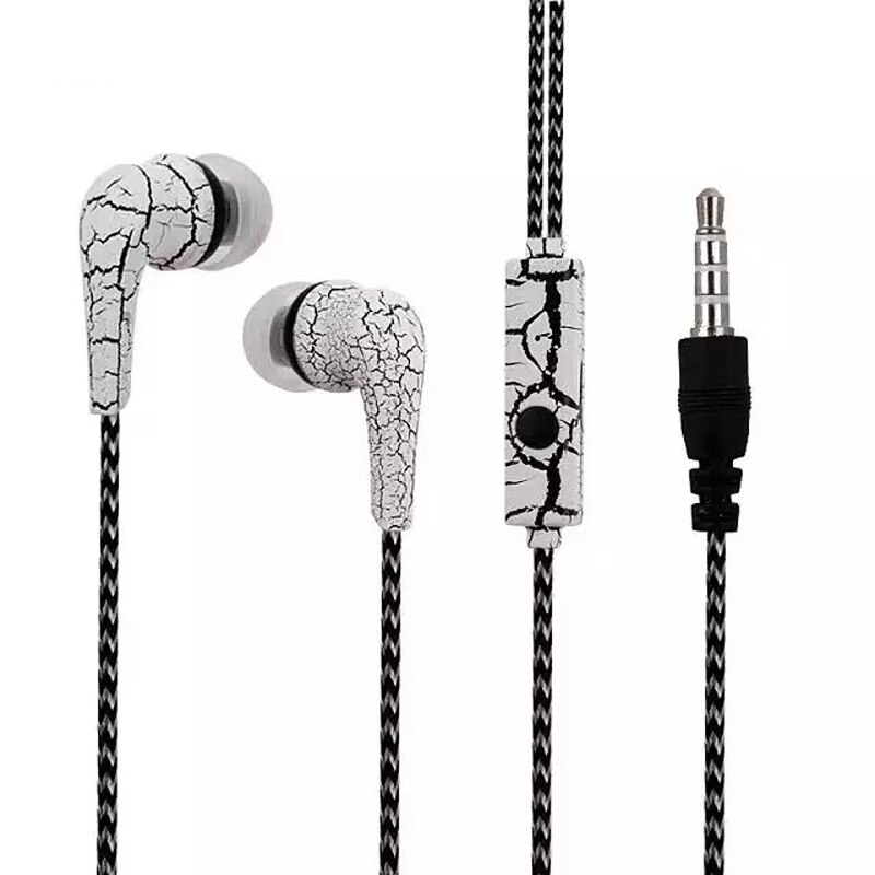 M & J-auriculares originales con de grietas en el hielo, para teléfonos móviles, con micrófono, para iPhone, Samsung, xiaomi: Blanco