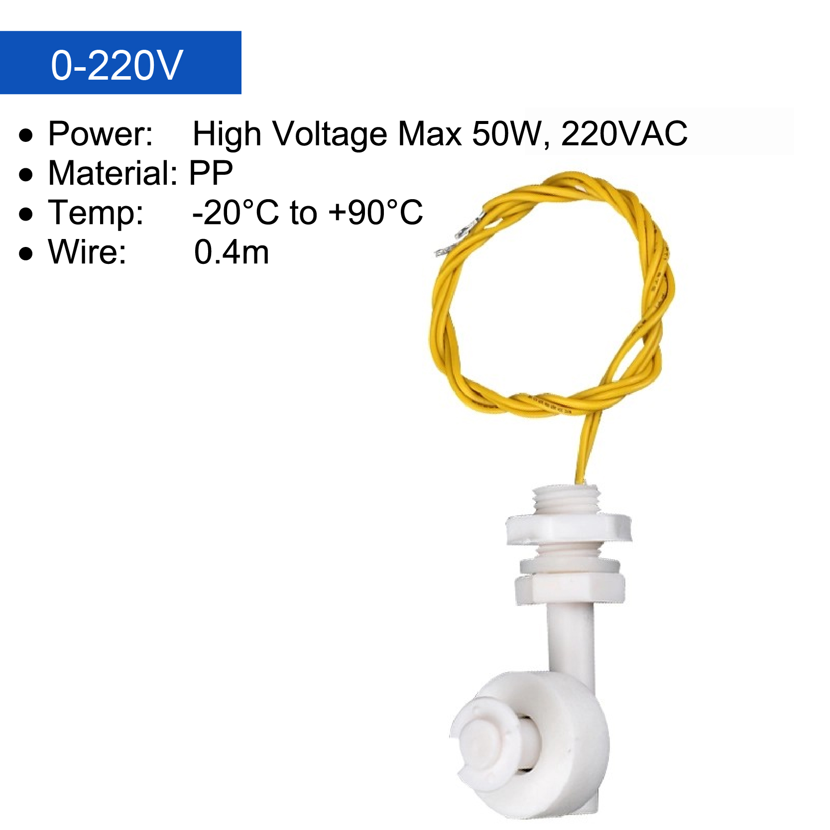 PP Zijmontage Mini Vlotterschakelaar Waterniveau Sensor Horizontale Vlotterschakelaar Vloeistofniveau Controller Kunststof Vlotterklep: Beige