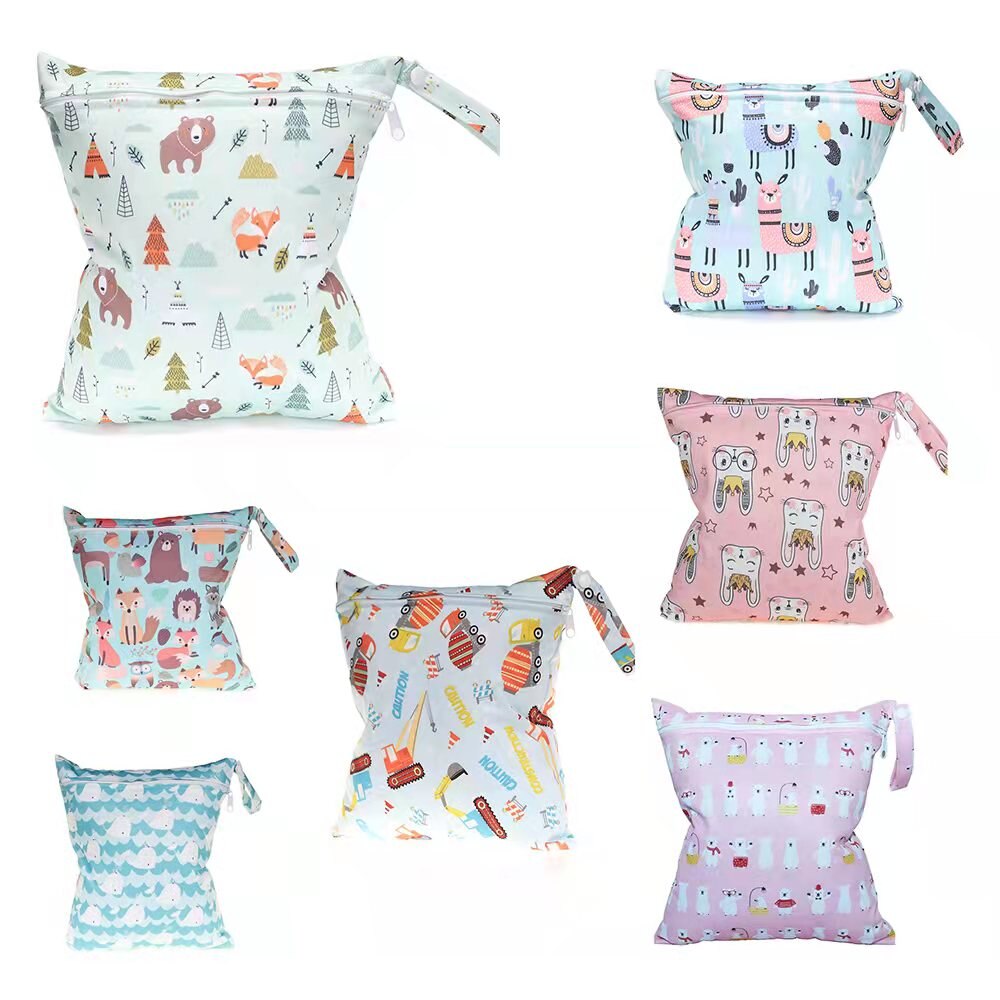 15 Kleuren Waterdichte Natte Zakken Digitale Print Luiertas Kan Wassen Urine Bag Mooie Animal Patroon Single Rits Luiertas