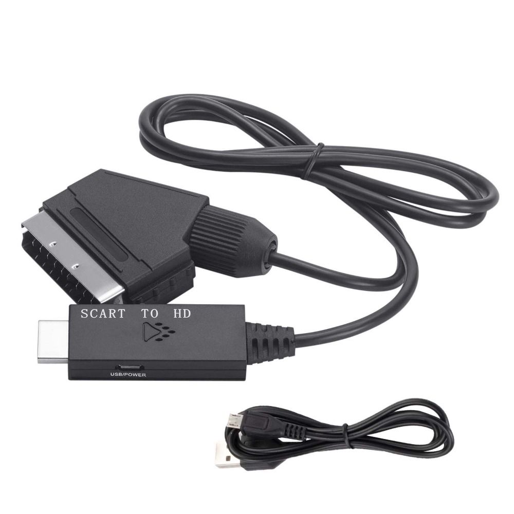 1080P SCART til HDMI Konverter - SCART Input til HDMI Output Han til Han SCART til HDMI Adapter Kabel Plug Play