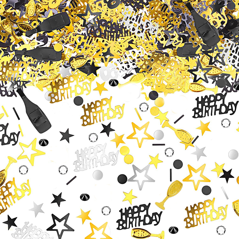 Confettis décoratifs en nombres or, noir et argent, fournitures de Table pour fête d'anniversaire, 30e 40e 50e 60e anniversaire