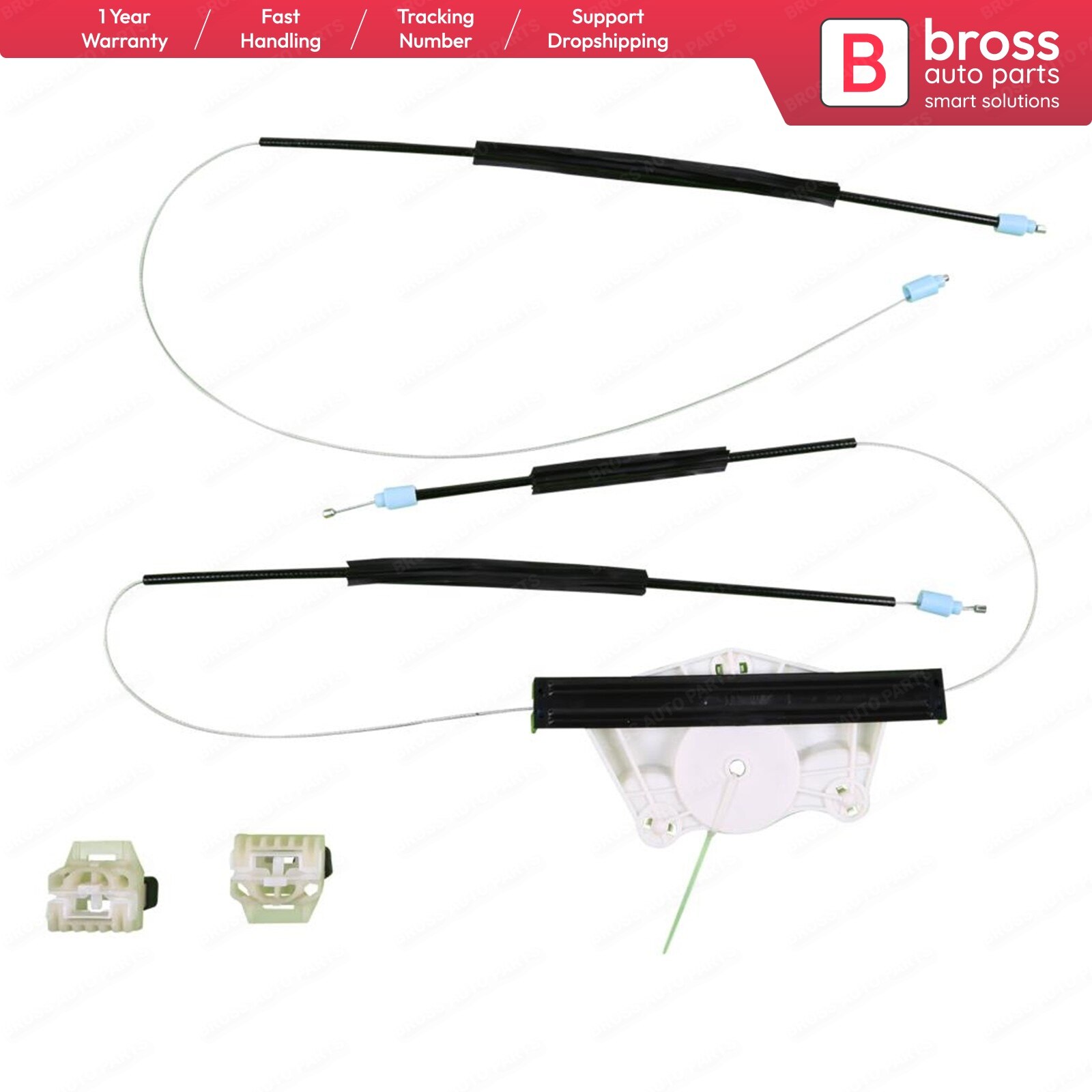 Bross Auto Parts BWR421 Electrical Power Window Regulator Repair Kit Front Left Door 1M0837461A for Seat Leon 1M MK1