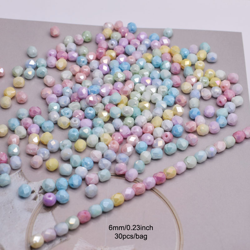 6mm 30 sztuk fasetowane koraliki ze szkła kryształowego 18 fasetowane koraliki w kształcie beczki szklane luźne koraliki dystansowe do tworzenia biżuterii DIY bransoletka: FIOLETOWY