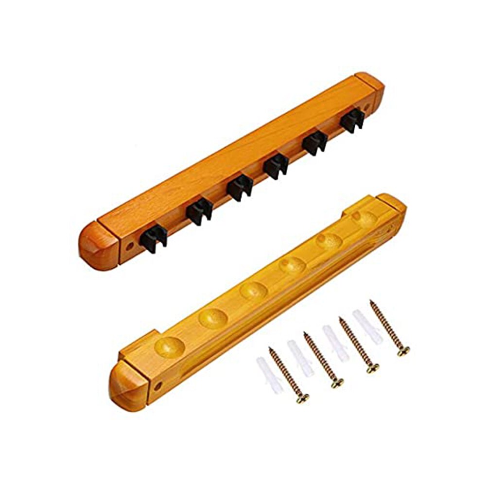 1 Set Biljart Hout Rack Wall Mounted Opknoping 6 Keu Voor Snooker Cue Ruimtebesparend Houder Snooker Accessoires