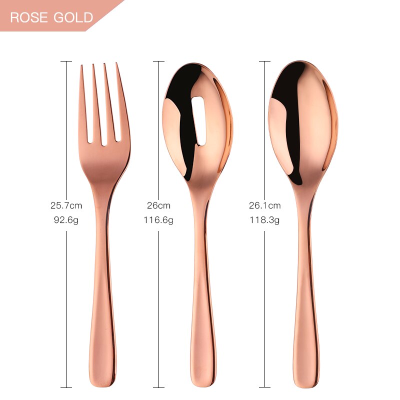 Buyer Star-cucharas de servicio y tenedor para ensalada, colador de cocina de acero inoxidable, iridiscente arcoíris, 7 colores, tamaño grande, 3 piezas: Pink Set