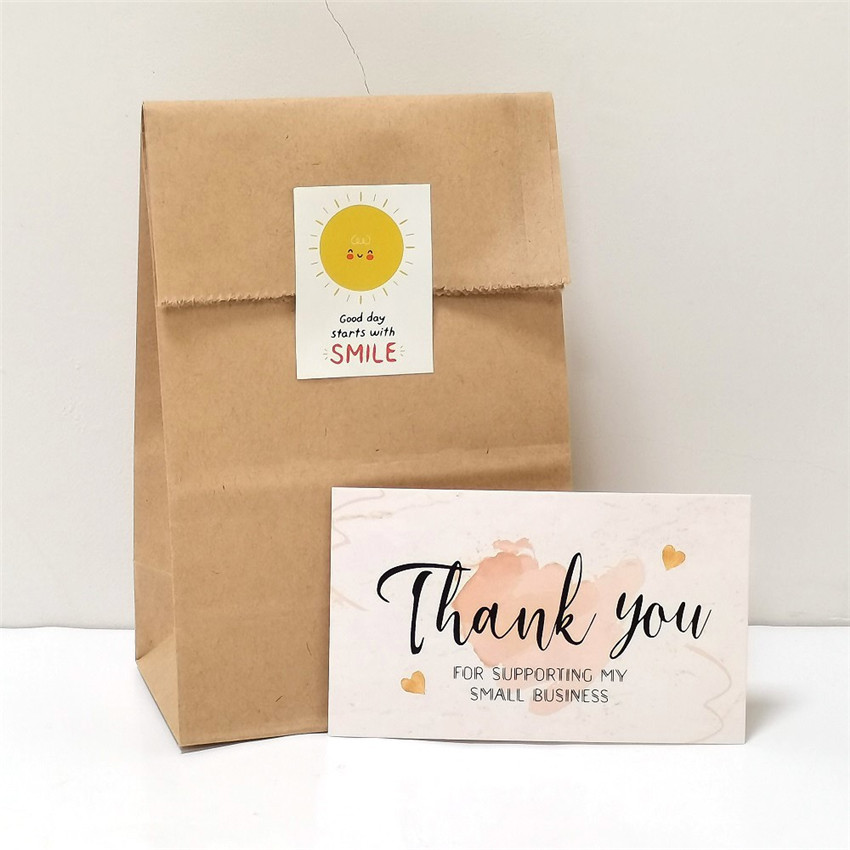30Pcs/pack Flower thank you for supporting my small business card thank you card Baking cake package decor Wedding Party