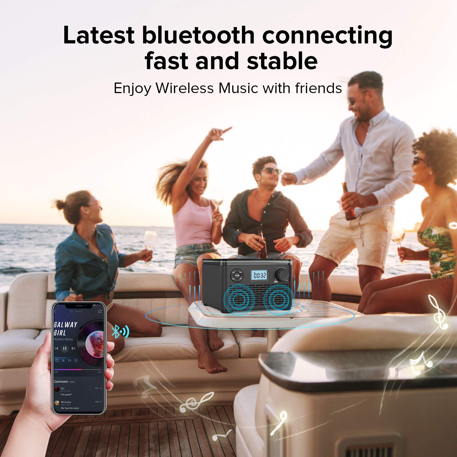 Portable cd player with speakers and bluetooth small rechargeable CD with USB mp3 and FM radio