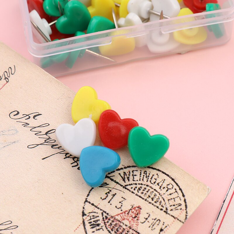 Lmdz 50/100Pcs Punaise Push Pins Kaart Markers Prikbord Pins Gekleurde Pin Fotowand Kantoor Schoolbenodigdheden met Plastic Doos