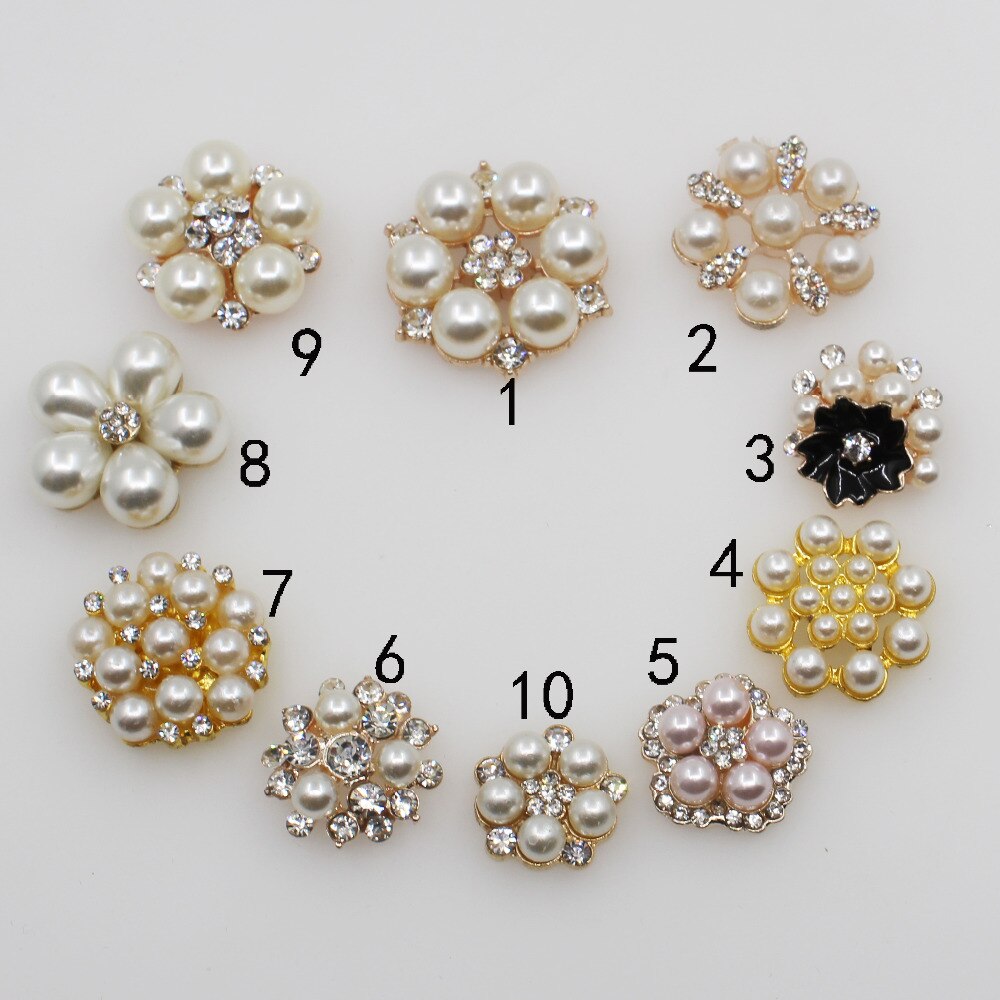 10pc gemengde maten strass parelknopen bruiloft decoratie diy flatback gouden kleding scrapbooking knutselen accessoires
