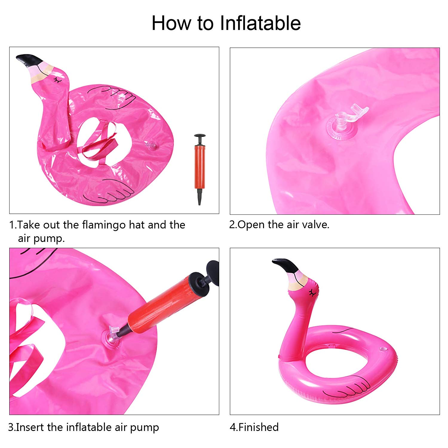 Inflatable Flamingo Hat, Inflatable Flamingo Head with 6pcs Rings Toss Game for Hawaii Luau Game Family Reunion Summer Party Dec