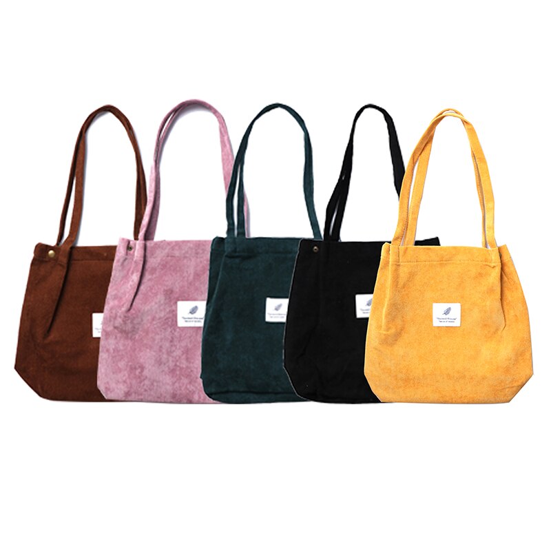 Femme toile tissu sac à bandoulière femmes velours côtelé sac à provisions environnement stockage sac à main réutilisable pliable Eco épicerie fourre-tout