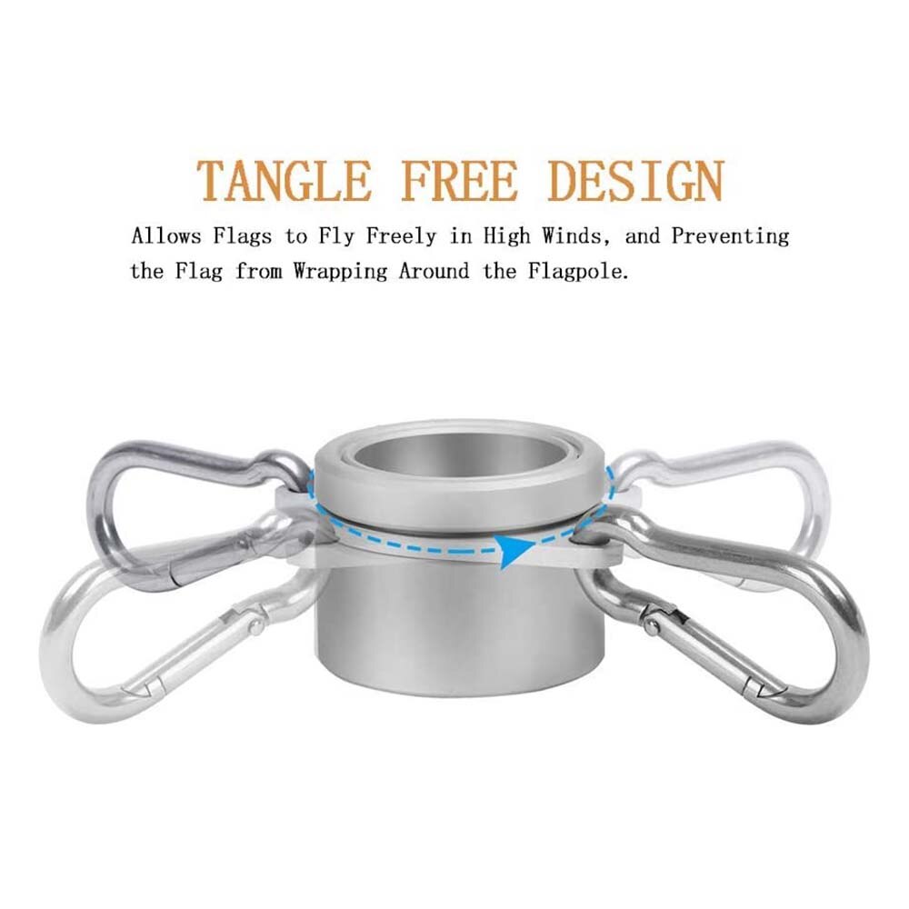 Aluminum Alloy Flagpole Clamp 1 Inch Rotating Flag Ring Collar Metal Buckle Accessories Anti-Winding Carabiner