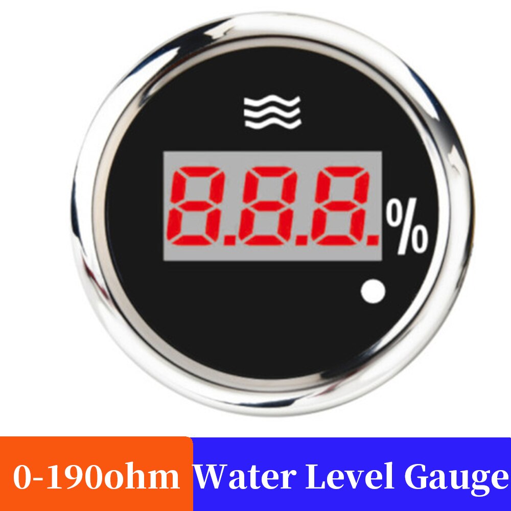 52mm Water Level Gauge With Red Backlight Warning Light Digital Water Level meter Fit Marine Water Level Sensor 12V/24V 190ohm: 190ohm BS