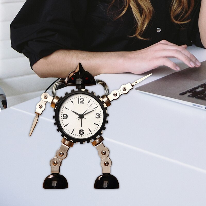 Gear Robot Desktop Alarm Clock Student Table Timing Equipment Digital Room Home Bedroom Decorations