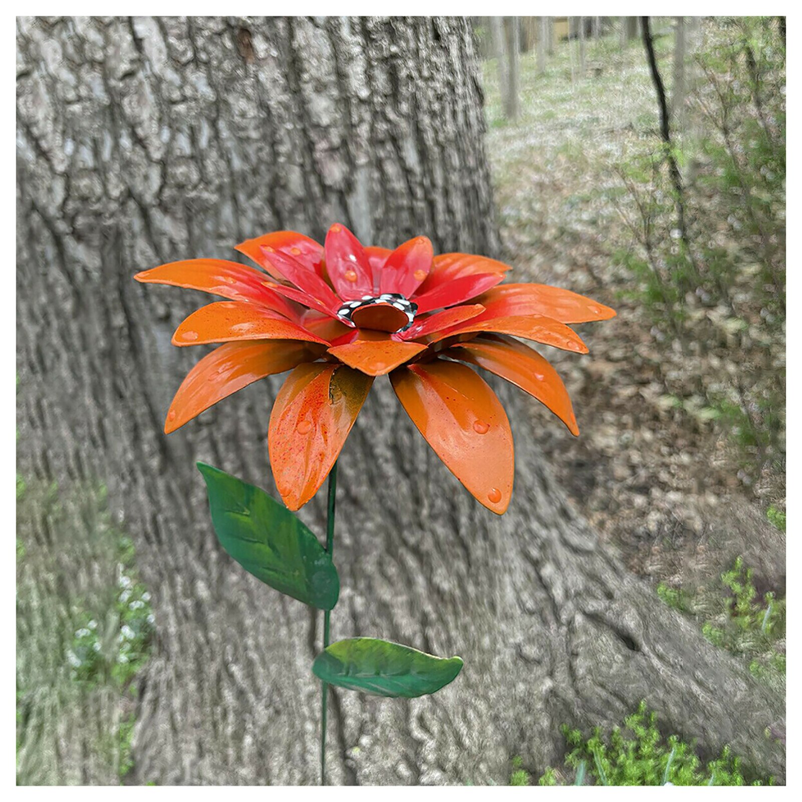 Piquets de jardin en métal, fleur de lys, artisanat en fer forgé à la main, Art de jardin, de fête des mères, décoration de la maison L23: Orange