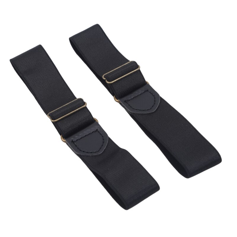Mens Sleeve Garters Holders Stripe/Plaid Arm Bands Sleeve Shirt Groom Elastic Garter Metal Bracelet For Ladies Non-Slip Strap: Black