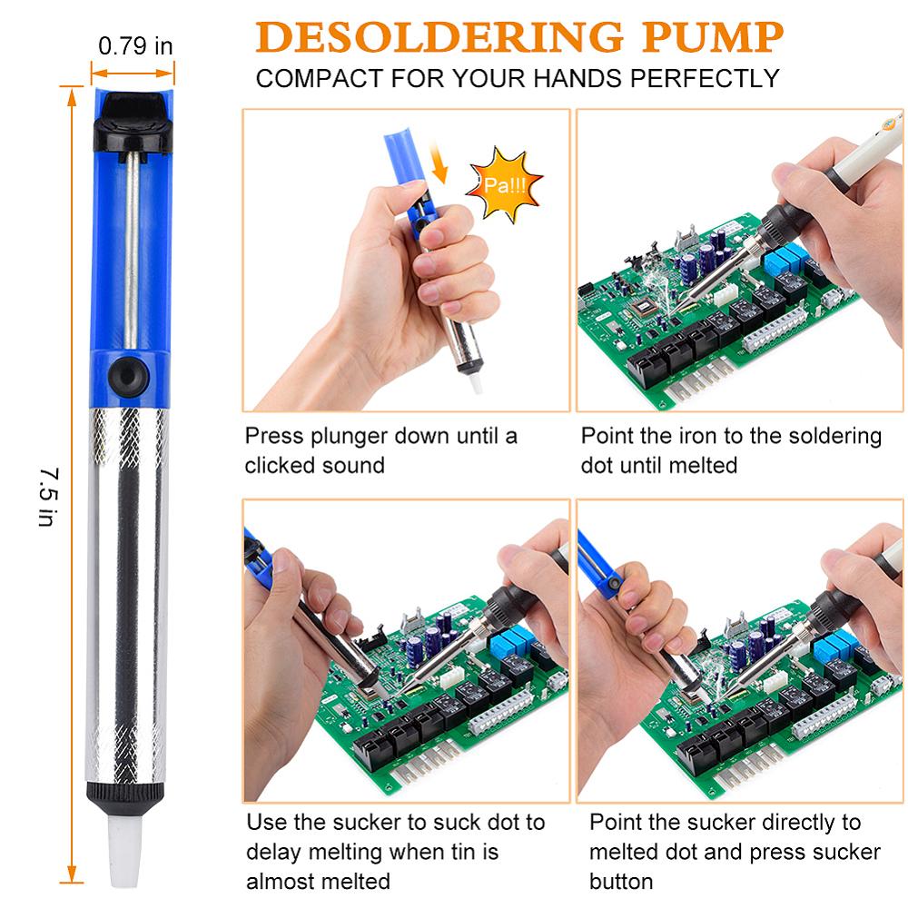 JCD soldering iron kit LCD Adjustable Temperature 110V 220V 80W soldering Rework tools solder iron tips wires Pump Heater stand
