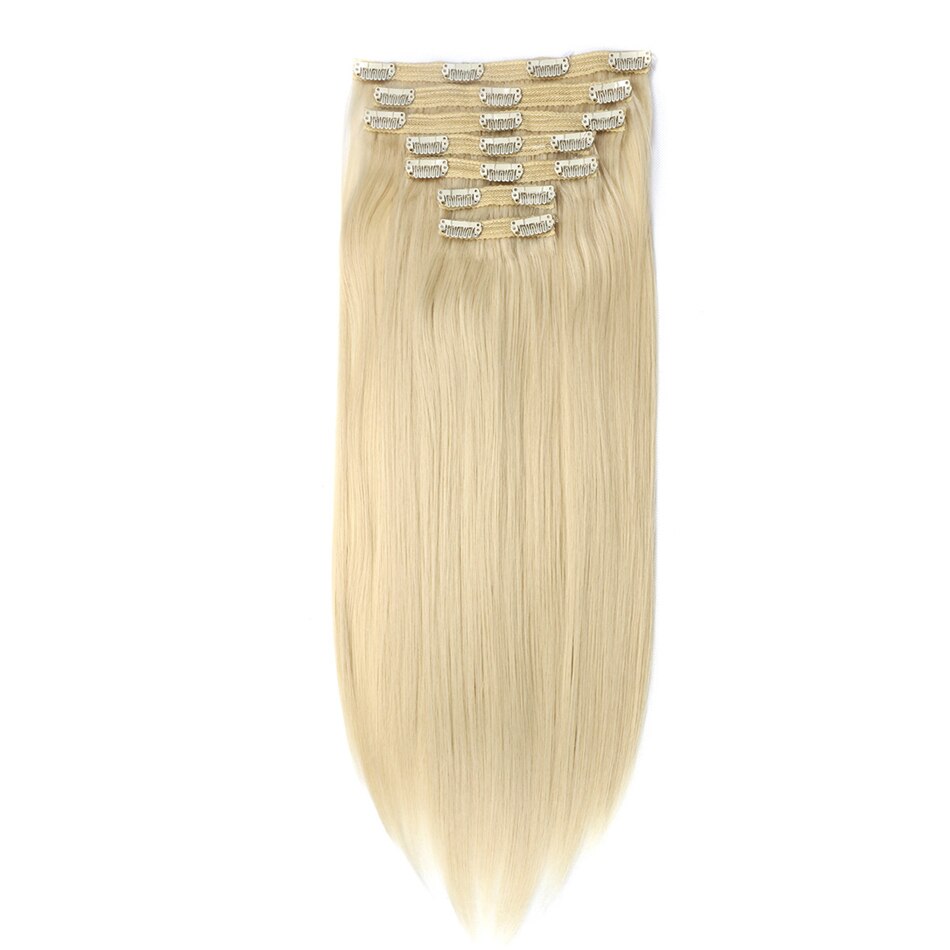 Synthetic Silky Straight Clip In Hair Extension with 20Clips 24Inch 140g Natural Color Hairpieces For Women By Icon: #613
