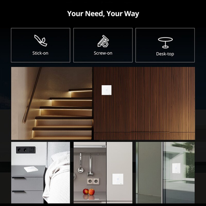 SONOFF T2EU-RF 86 Type Wall Panel 1-3 Gang Sticky 433MHz Wireless RF Remote 2-Way Control for 4CHPROR3 SlampherR2 TX Wall Switch