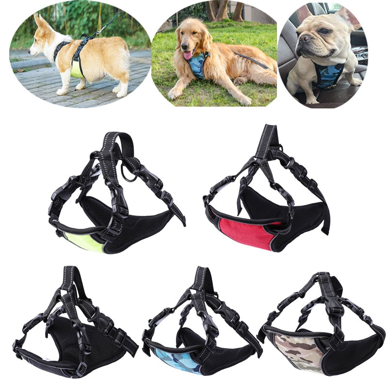 Hond Veiligheid Vest Harnas Hond Verstelbare Auto Veiligheid Mesh Harnas Reizen Riem Vest met Huisdier Autostoel Borst Riem leash Rope