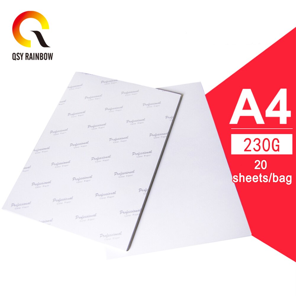 CMYK papel fotográfico brillante A4 230g, 20 hojas, papel de impresión fotográfica para impresora de inyección de tinta para foto familiar/álbumes/certificados