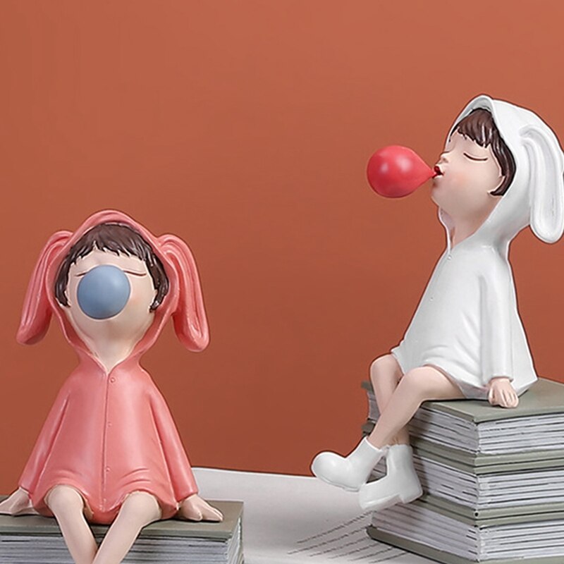 Leuke Meisje Stijl Thuis Salontafel Decoratie Decoratie Restaurant Decoratie Karakter Standbeeld Model Hars Ambachten