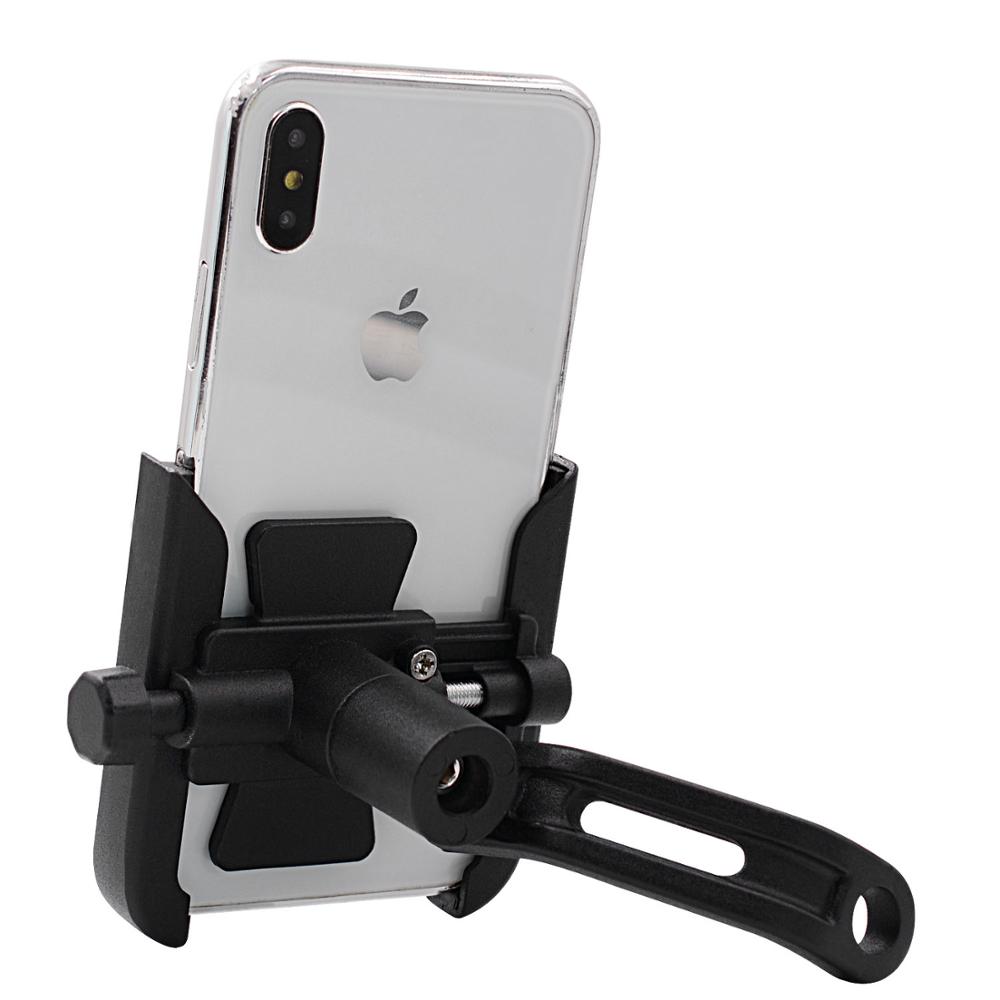 Universal aluminiumslegering motorcykel bakspejl mobiltelefon holder holder støttehåndtag cykel moto mount holder: Sort spejlsæde