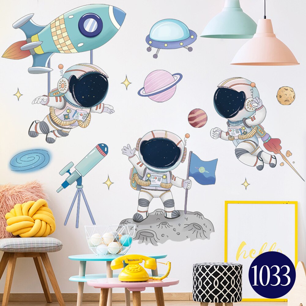 Astronaut Outer Space Wall Stickers Planets Home Decor Decorative Stickers PVC Decal for Kids Room Baby Boy Room Decoration: 1033