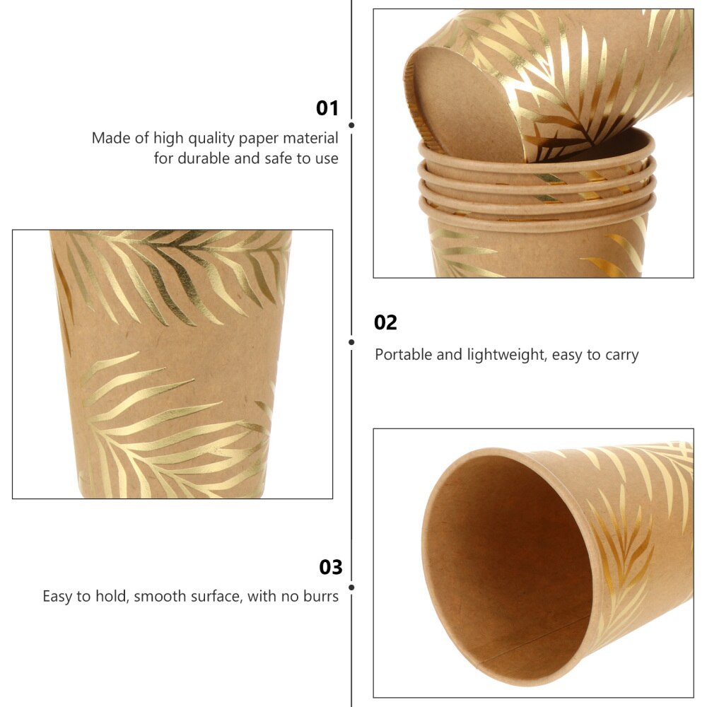 8 Pcs Palm Leaf Water Cups Disposable Drinking Cups Eco-friendly Paper Tableware