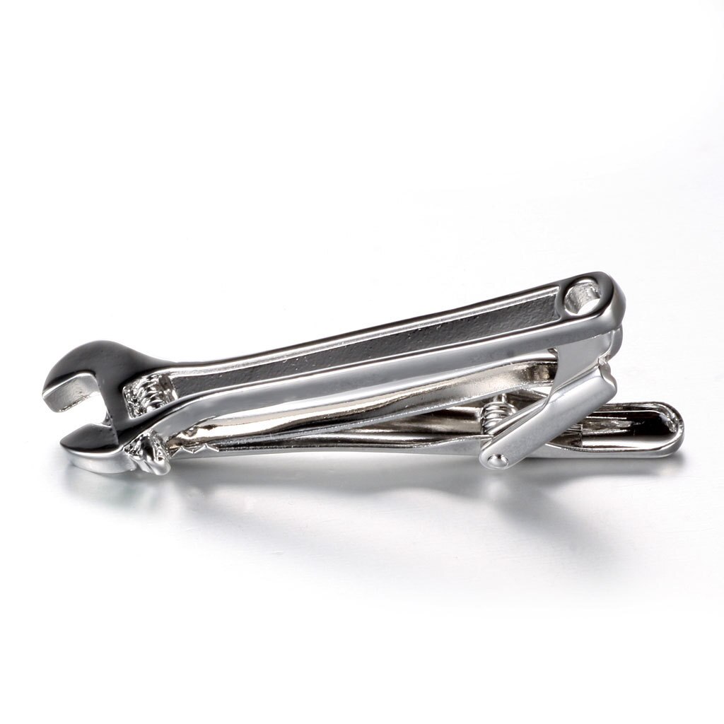 Neuheit Gold & Silber farbe Wrench Form Metall Krawatte Clip Halter Schließe Mens Bar Pin Plain