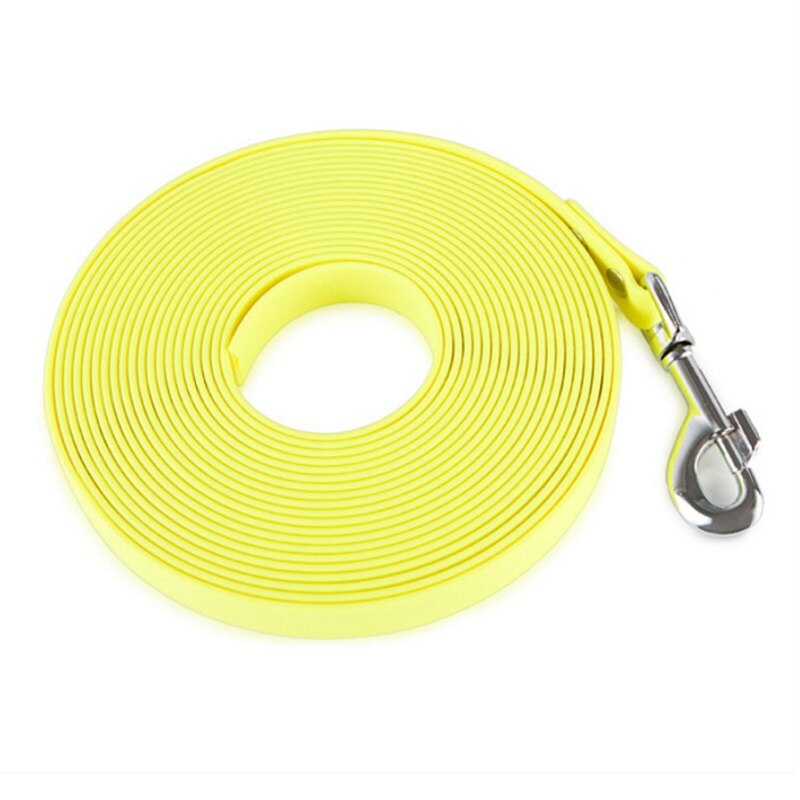 Laisse imperméable en PVC pour chien, collier pour chiot, accessoire pour chien, entraînement de rappel, suivi d'obéissance, facile à nettoyer: Yellow / 10m
