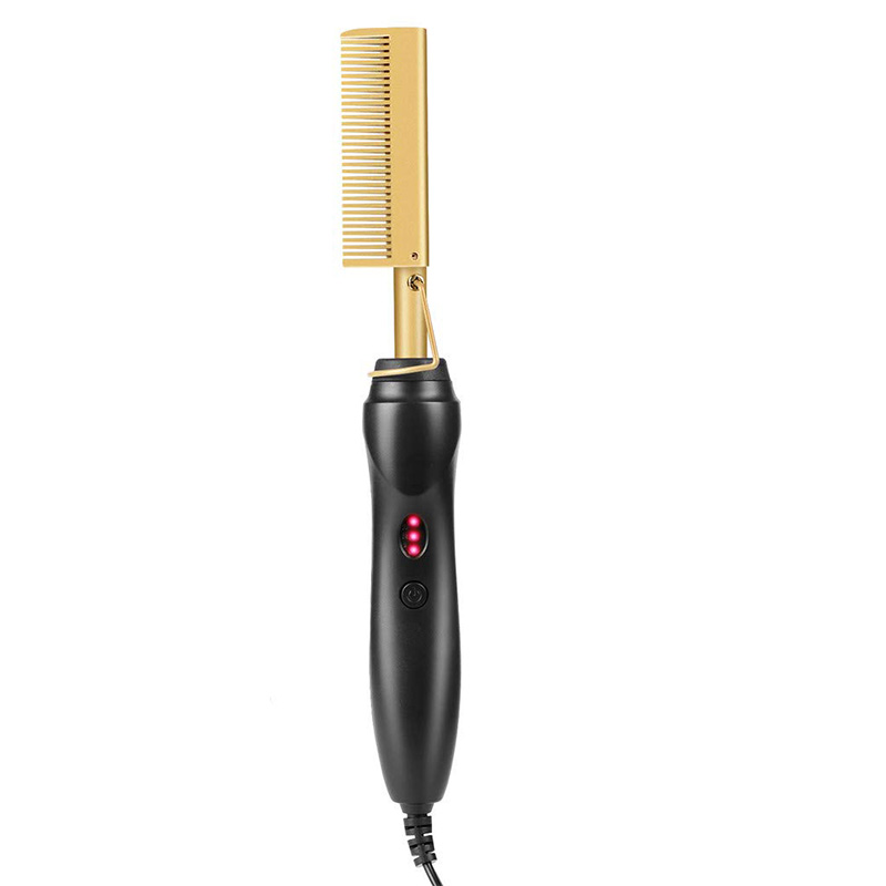 Peigne bigoudi électrique redressage chaleur pressage peigne cheveux fer à friser lisseur pour cheveux secs humides US Plug: Default Title