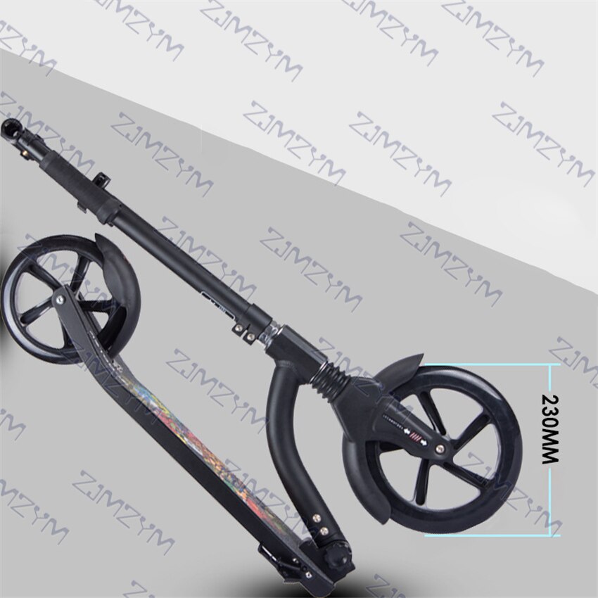 808 Adult Two Big Pu Wheel Scooter Portable Folding Foot Scooter Aluminum Alloy Body Adjustable Height Working School Transport