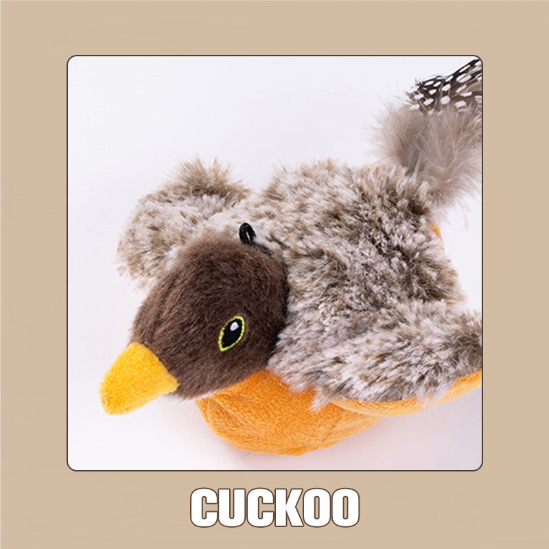 Interactief kattenspeelgoed Tjilpen Elektrische klapvogel met kattenkruid Honden Katten Aanraakgeactiveerd piep knuffel Huisdier USB Oplaadbaar: Donkerbruin