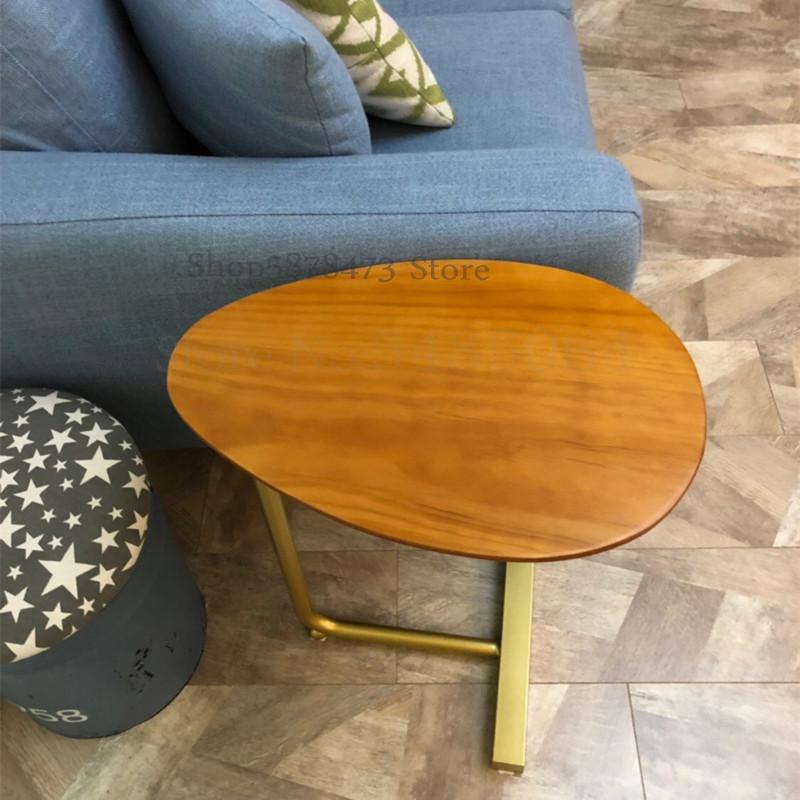 Nordisk minimalistisk soveværelse sengebord oval massivt træ læsebord balkon lille sofabord sofa mini hjørnebord: Gnister  fy 3