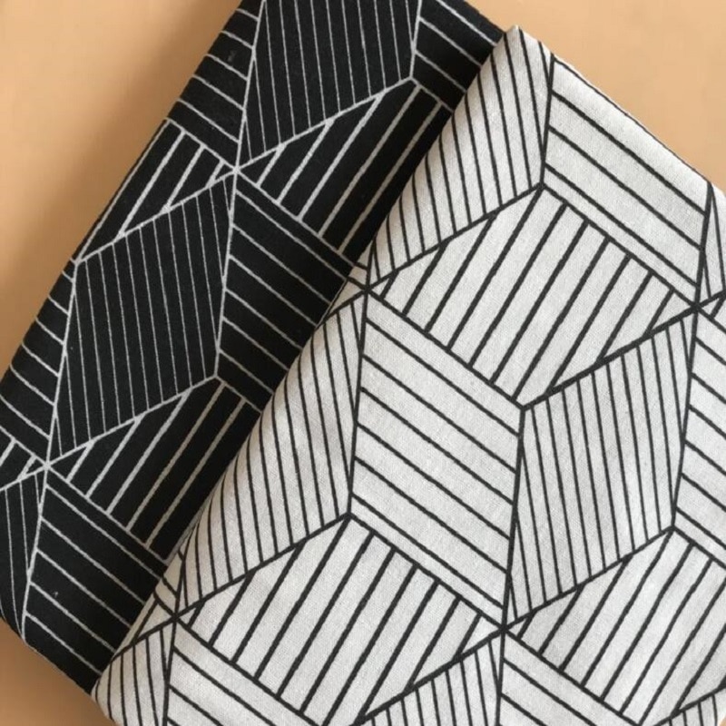 Geometric Patterns Printed Cotton Linen Fabric For DIY Patchwork Sewing Quilting Home Textile Crafts Photo Background Pillow