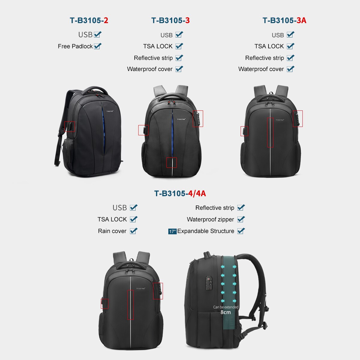 Tigernu USB Aufladen Männer 15,6 zoll Laptop Rucksäcke Schüler Schul Für Jungen Wasserdichte Männlichen Rucksack Mochila Tasche