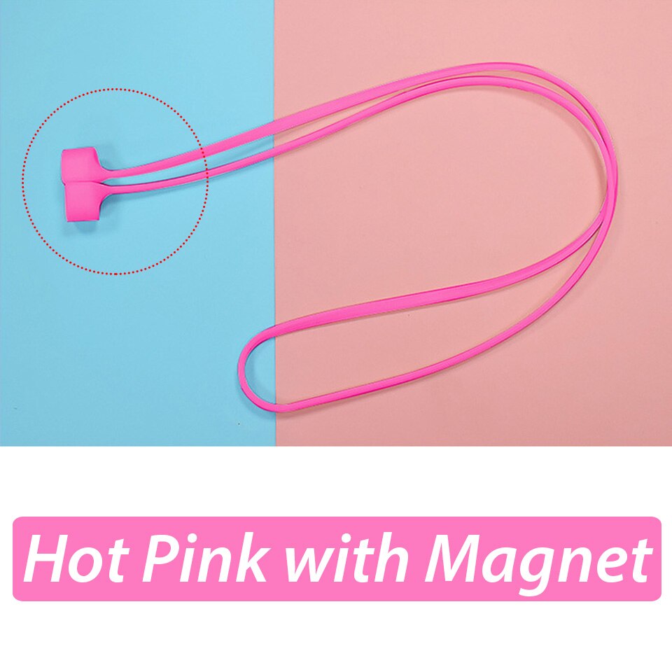 Para a apple airpods pro anti-lost fone de ouvido cinta magnético earhook silicone string para airpods pro 2 ímã anti acessórios perdidos: hot pink with magnet