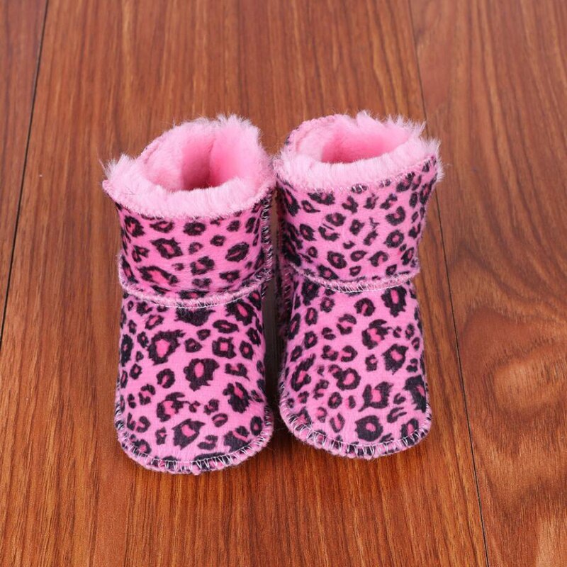Luipaard Dikker Warm Baby Schoenen Lange Pluche Baby Jongen Meisje Snowboots Zachte Winter Baby Peuter Kids Schoenen: pink Leopard / 11