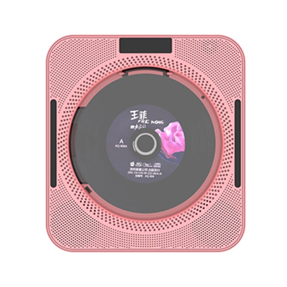 Portable CD Player Wall Mountable CD Music Player Bluetooth Remote Control FM Radio HiFi Speaker with USB 3.5mm LED Screen: Pink