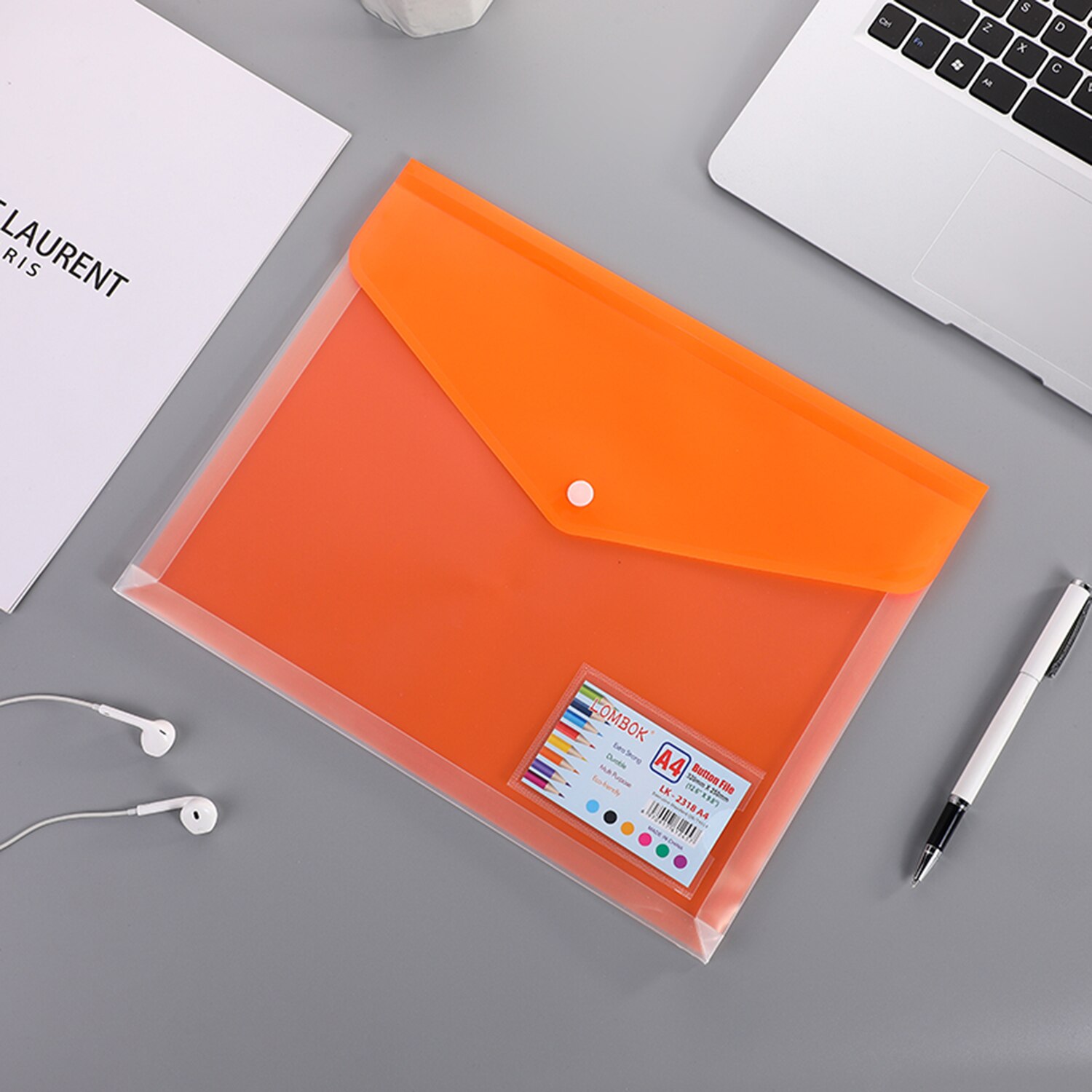 A4 Size Plastic Envelopes File Folder with Label Pockets Expanding Paper Documents Organizer for School Home Office: Orange