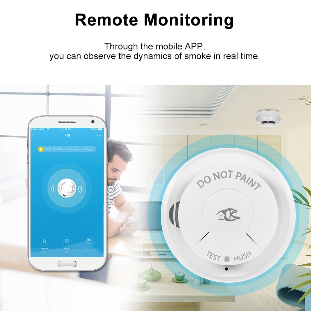 Sistema de alarma de incendios inteligente Detector de humo Sensor de humo Wifi Smart Life Tuya funciona con Alexa Google Home IFTTT Detector de incendios