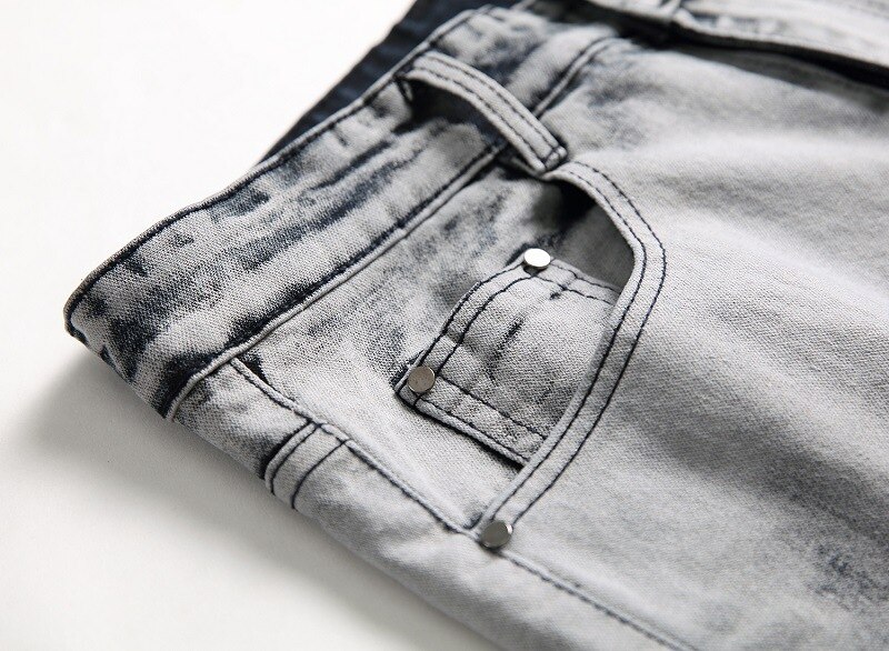 Männer Knie Zerrissene farbverlauf strecken Schlank Nähen Denim Hosen Streetwear mann lässig baumwolle Motorrad Hüfte hüpfen Radfahrer Jeans