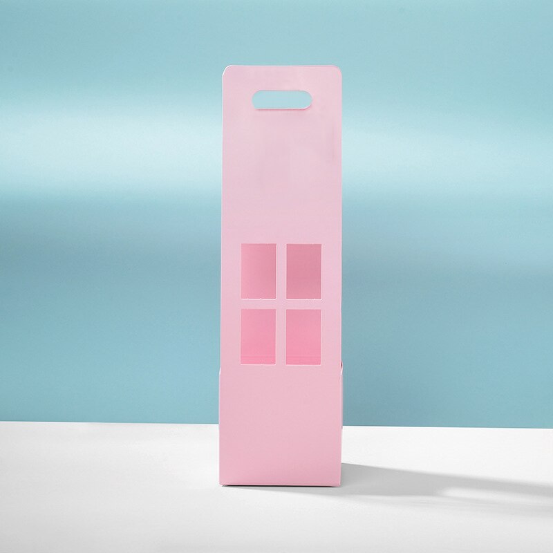 Foldable Flower Box Portable Waterproof Paper Packing Bag Handmade Bouquet Basket Florist Fresh Flower Carrier Bag Wedding: A-Pink